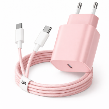 Oplader - 20W USB-C Snellader - Roze